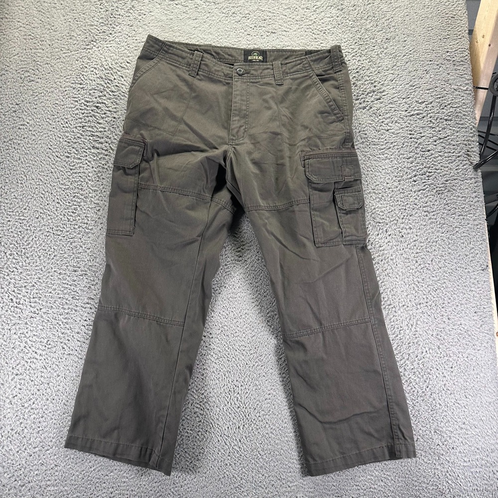 Redhead Pant Mens 40x30 Gray Cotton Cargo Straight Leg Travel Workwear Utility